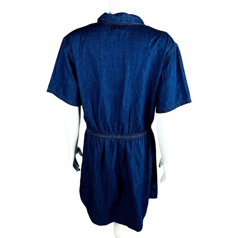 Studio West Womans Dress Sz Small Solid Shirt Dress Short Sleeve Chambray Blue - Picture 6 of 8
